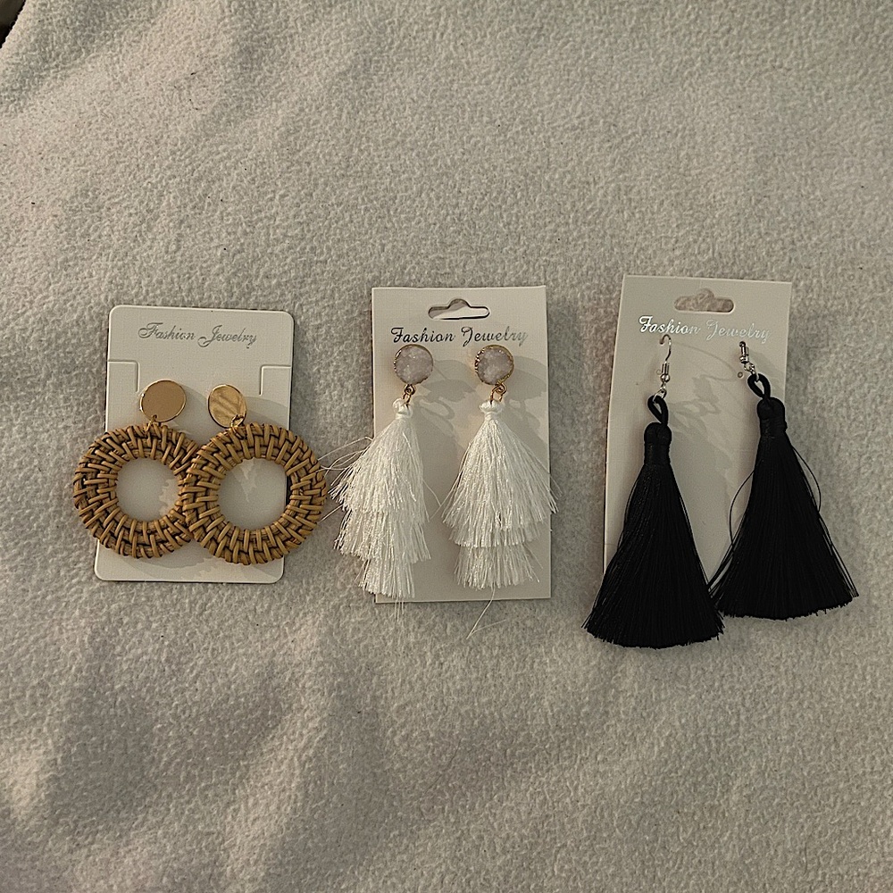 NWT Bohemian Fringe Earrings (Set of 3)